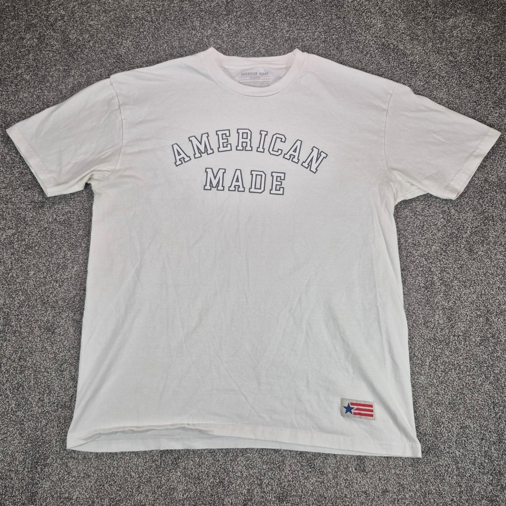 American Giant T-Shirt Mens XXL White American Made Flag Collection Made in USA